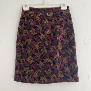 VTG Talbots Skirt Womens 6 P Floral Velvet Pencil Old Money XS 90s Whimsygoth